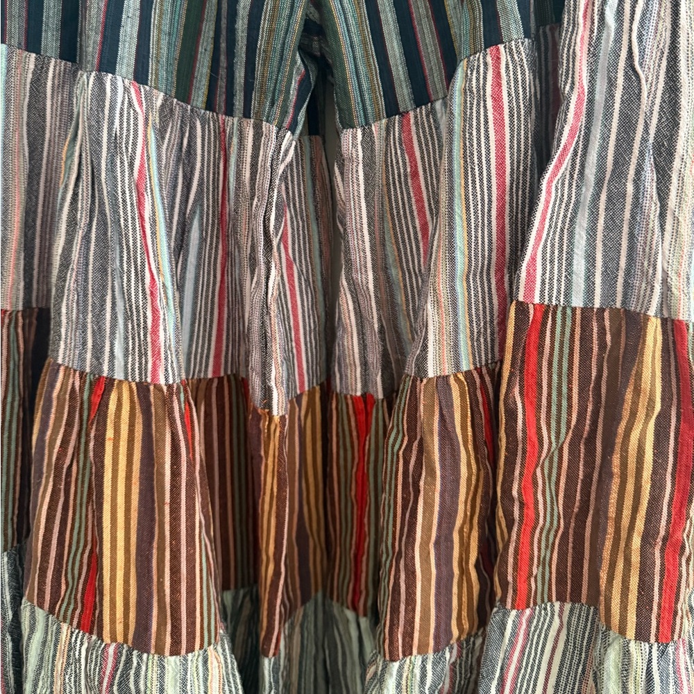 Bohemian Tiered Striped Wide Leg Flowy Pants 100% cotton, like new - Picture 3 of 4